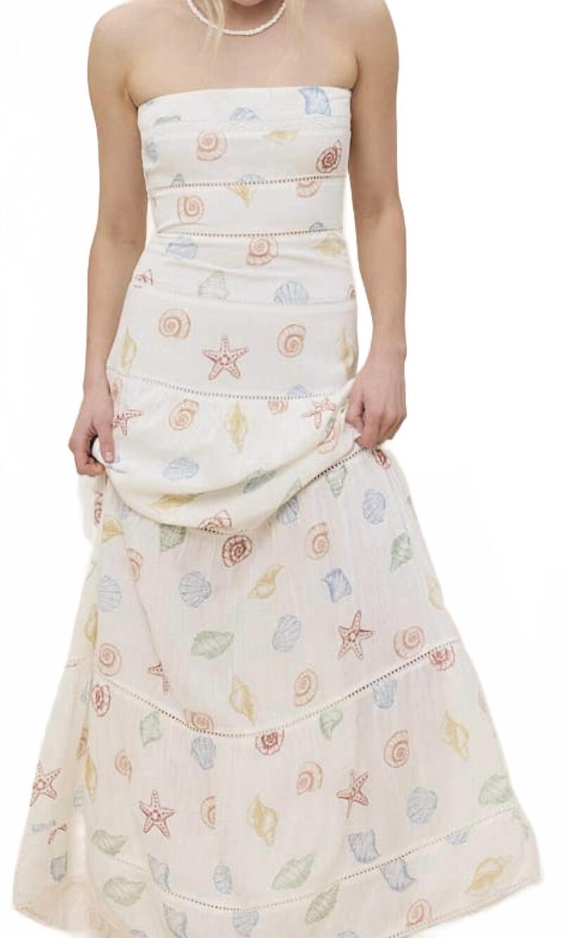NEW SKY TO MOON under the sea tiered lace trim tube maxi dress in cream